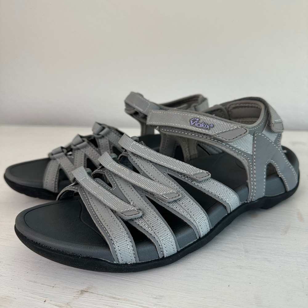 Viakix Sandals Womens 9 Acadia Gray Adjustable Strap Sport Hiking Outdoor